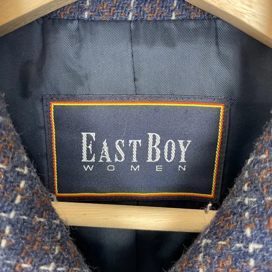 EastBoy 네이비 체크패턴 울 코트