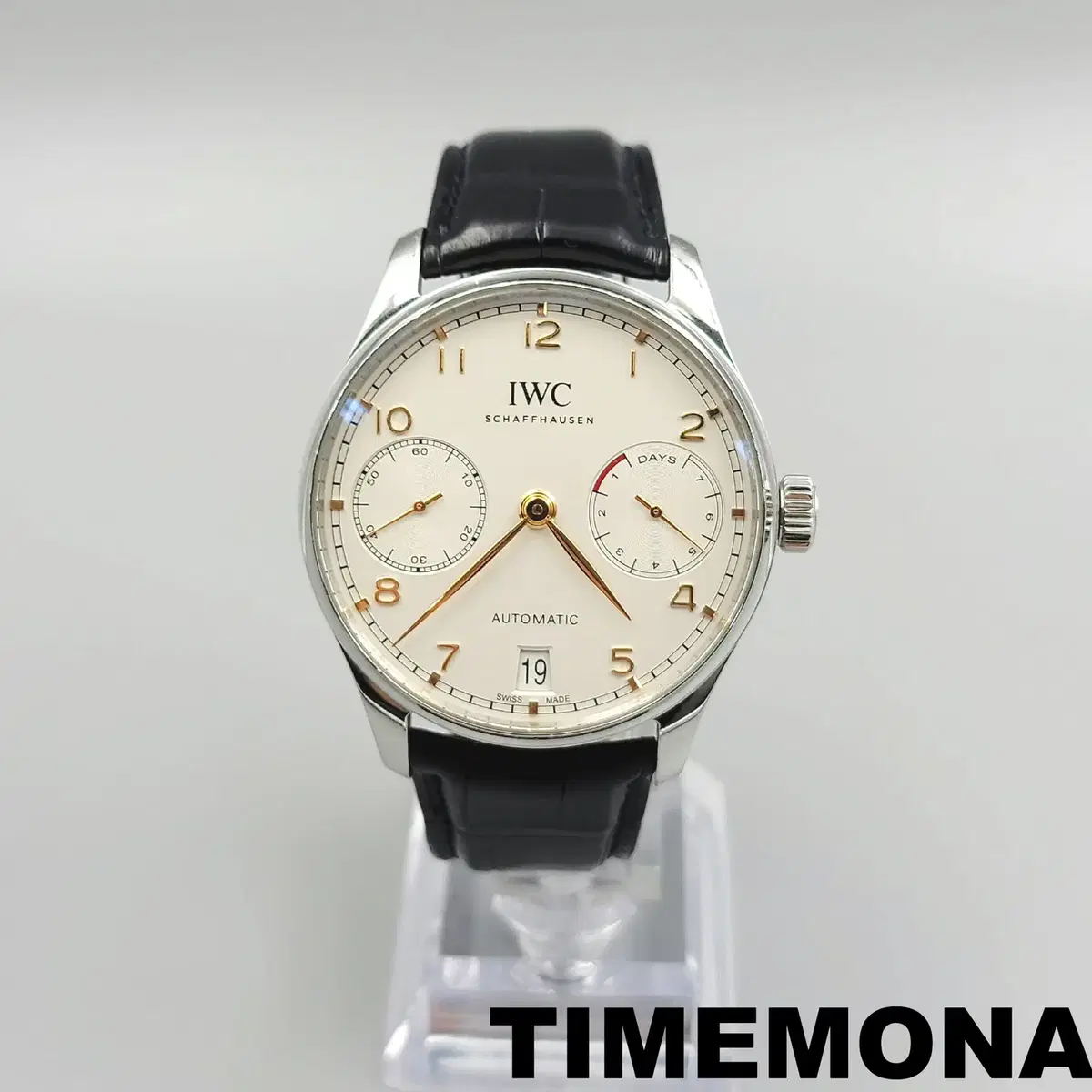 IWC 포르투기저 42.3mm 세븐데이즈 골드핸즈 블루엘리게이터스트랩