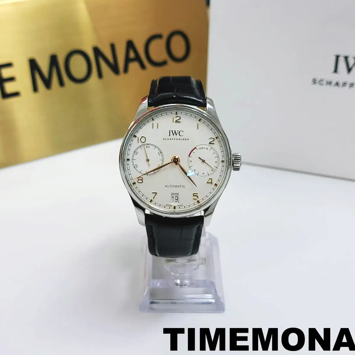 IWC 포르투기저 42.3mm 세븐데이즈 골드핸즈 블루엘리게이터스트랩