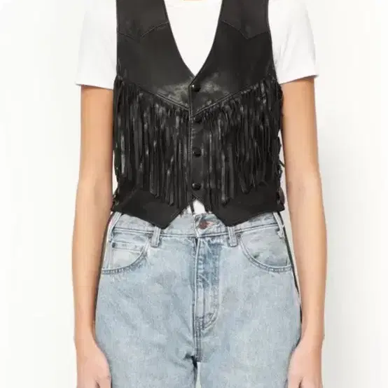 정품 Saint Laurent Fringe Leather Vest 생로랑