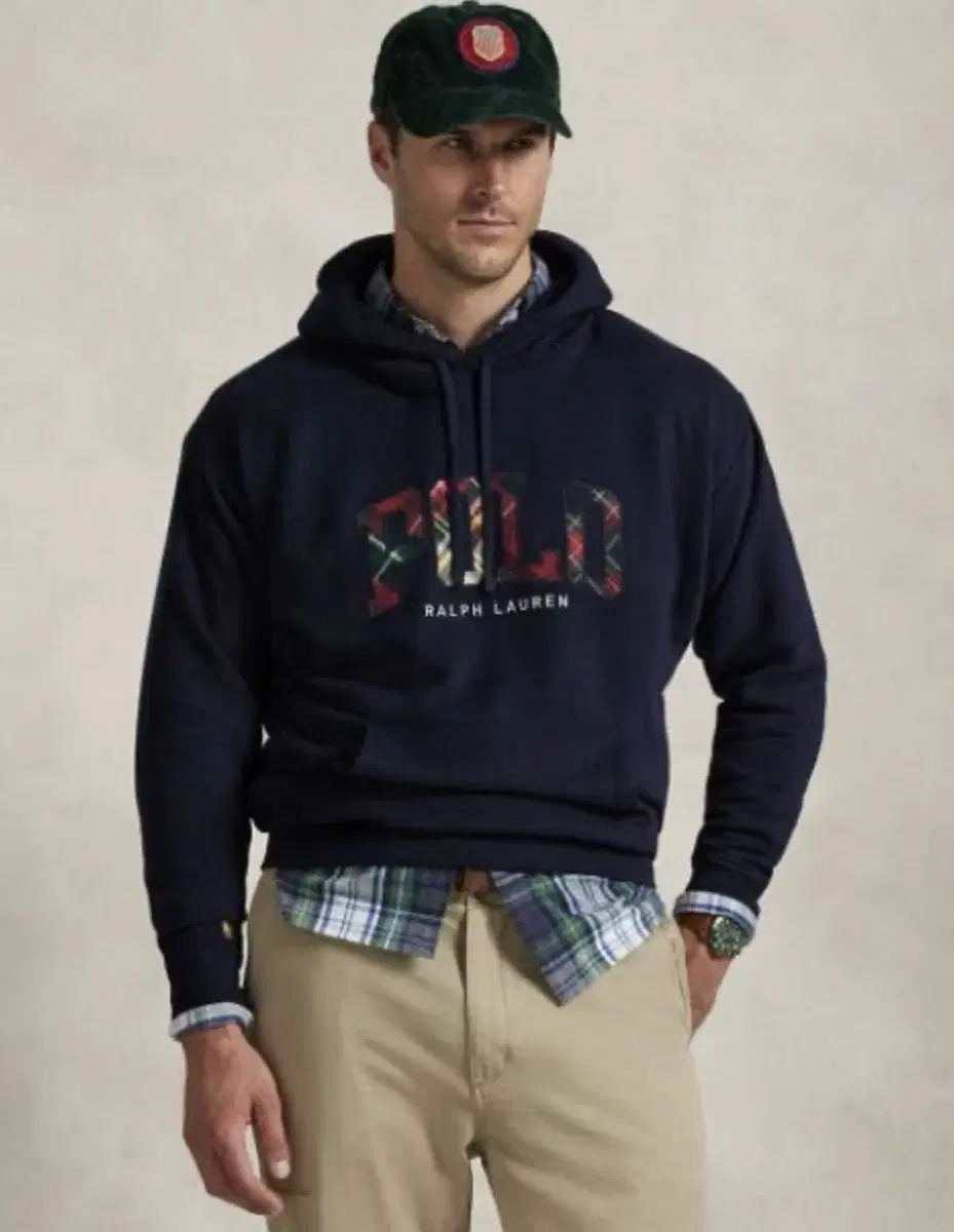 The Big Fit RL Fleece Plaid-Logo Hoodie