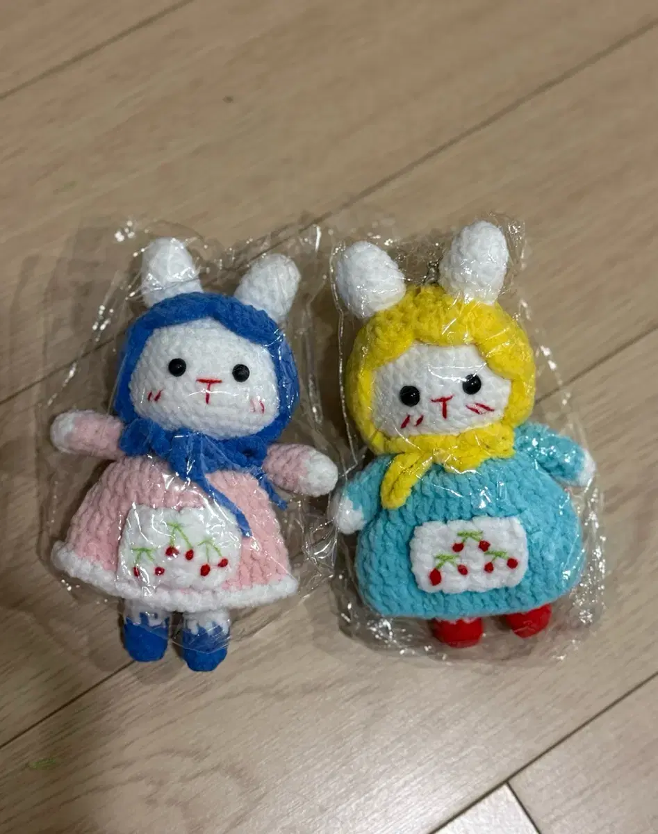 핸드메이드 코바늘 손뜨개 전원 토끼 키링 개당