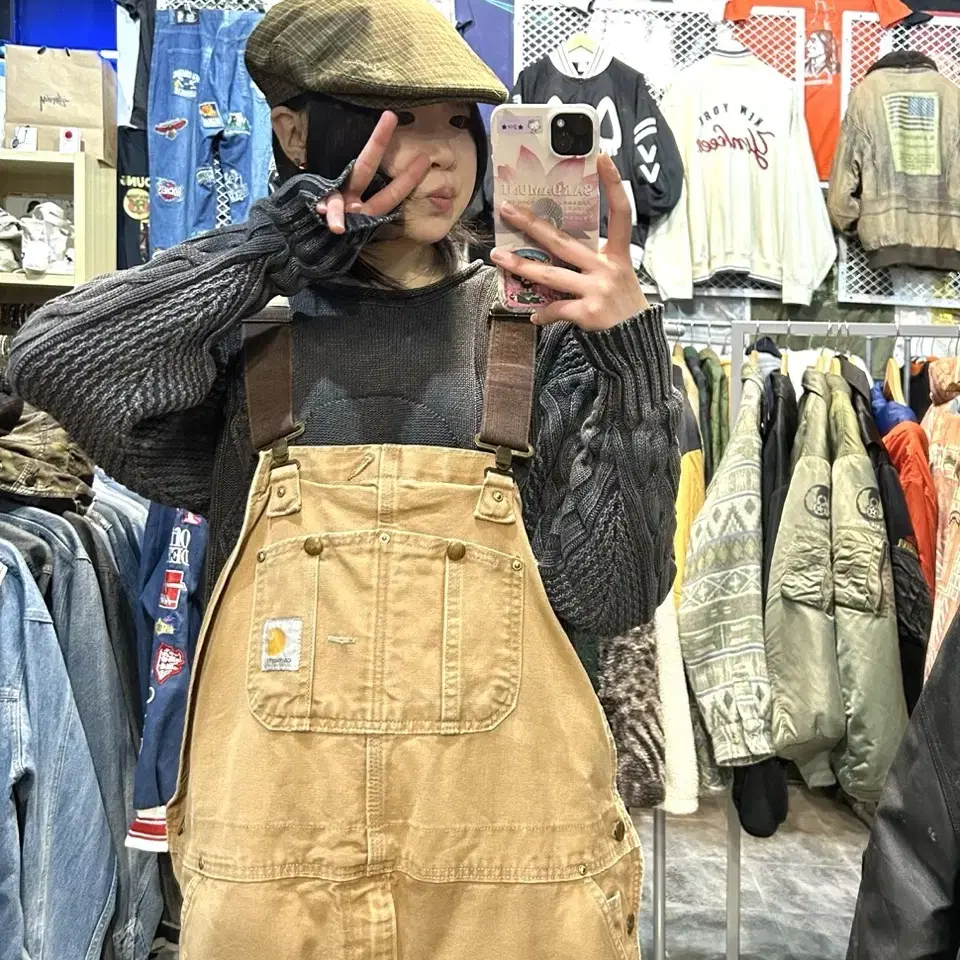 (무료배송) 90-00s Carhartt 칼하트 더블니 멜빵바지