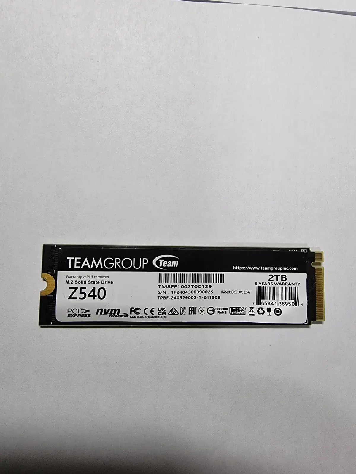 SSD 팀그룹 T-Force Z540 M.2 NVMe (2TB)판매