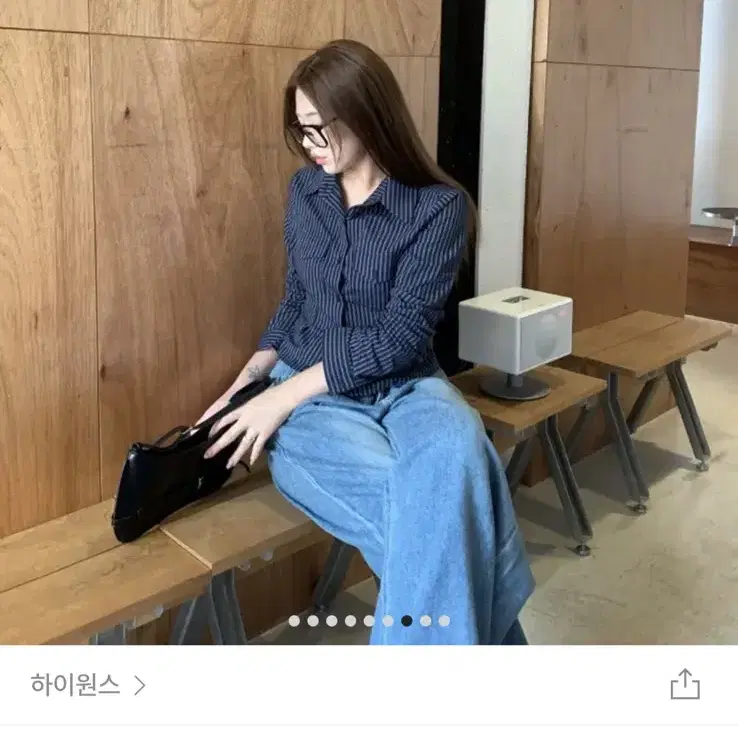 여성 스트라이프 포켓 셔츠