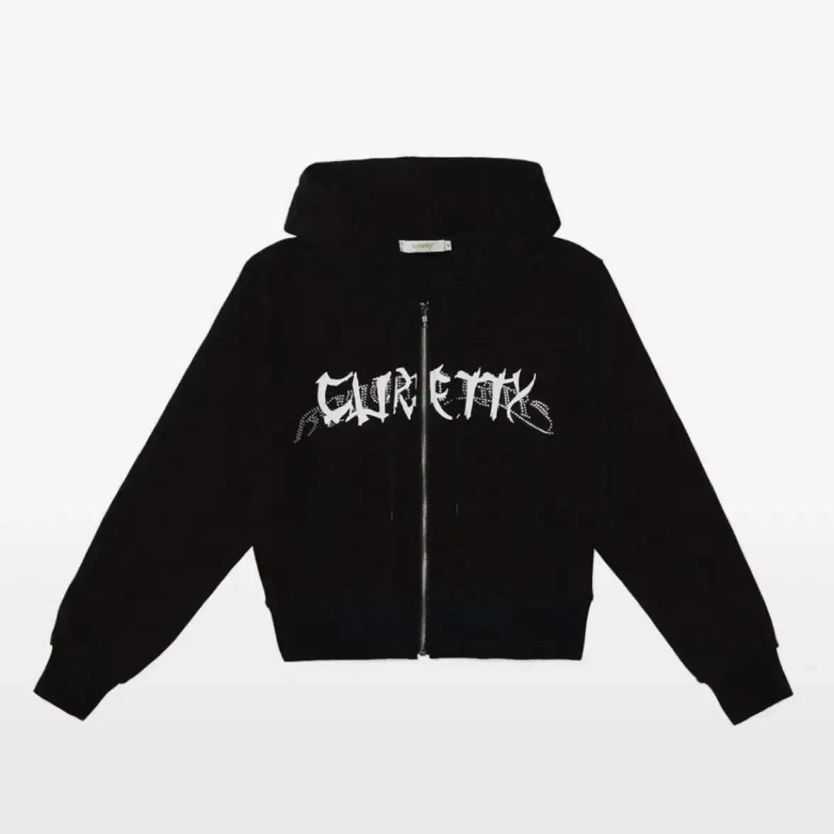 큐리티 후드집업 블랙 C RHINESTONE HOODIE JUMPER