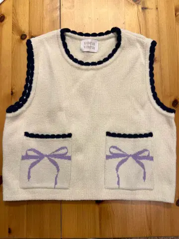 가격 인하 보카바카 엠마 리본 포켓 니트 조끼