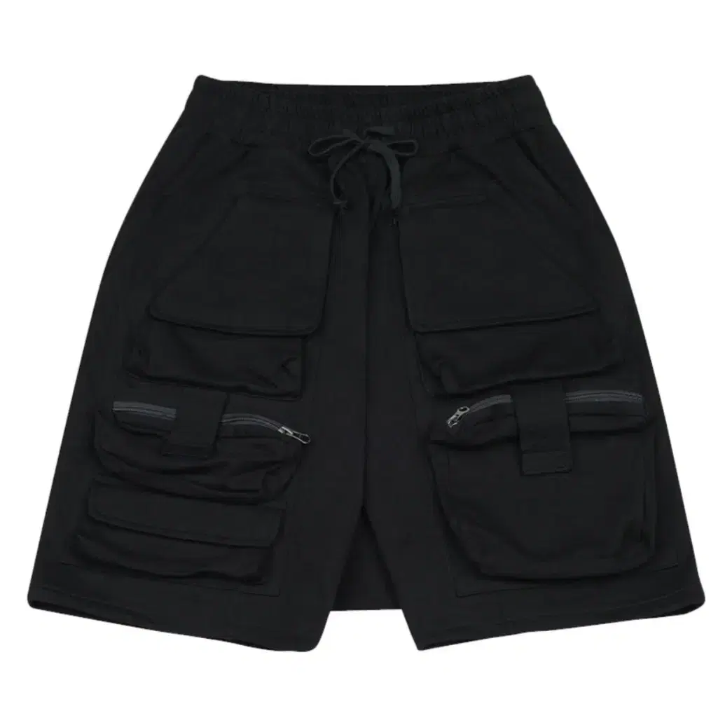 LAYERED PANEL SHORTS [BLACK]