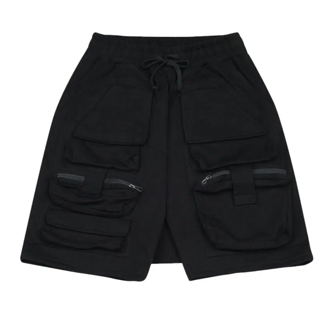 LAYERED PANEL SHORTS [BLACK]