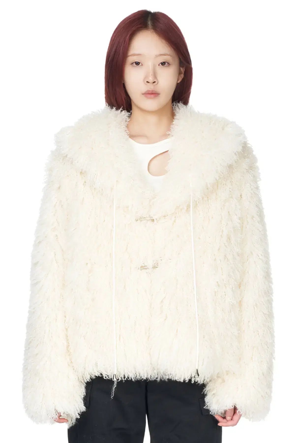 기준 kijun FLUFFY FUR JACKET 퍼 자켓  (CREAM)