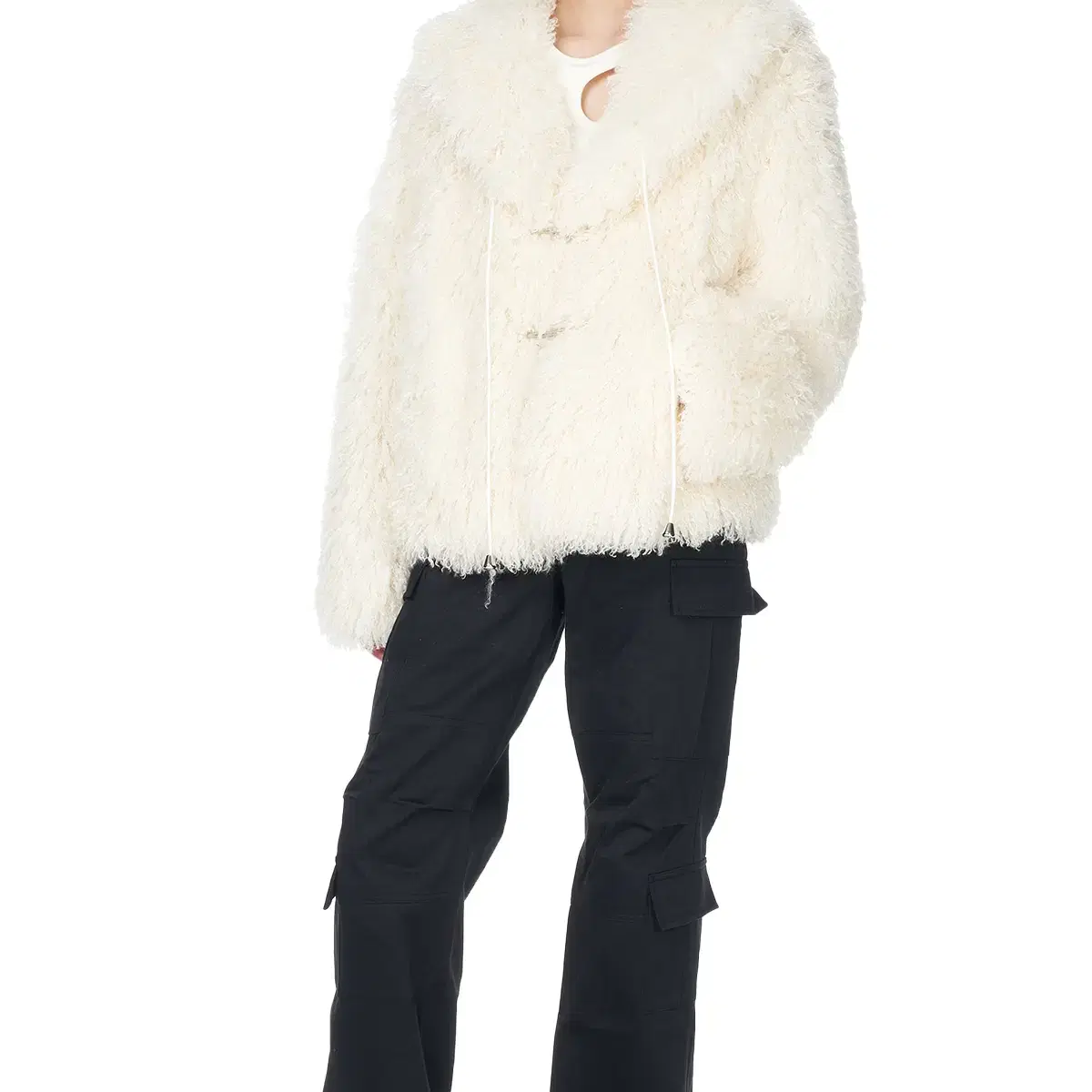 기준 kijun FLUFFY FUR JACKET 퍼 자켓  (CREAM)