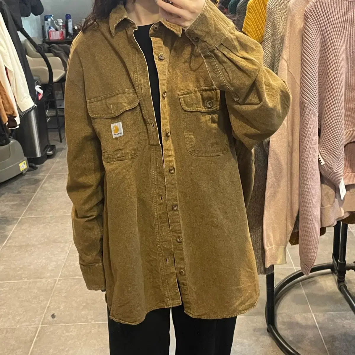 (NO.9) CARHARTT 칼하트 빈티지 셔츠 카멜 브라운