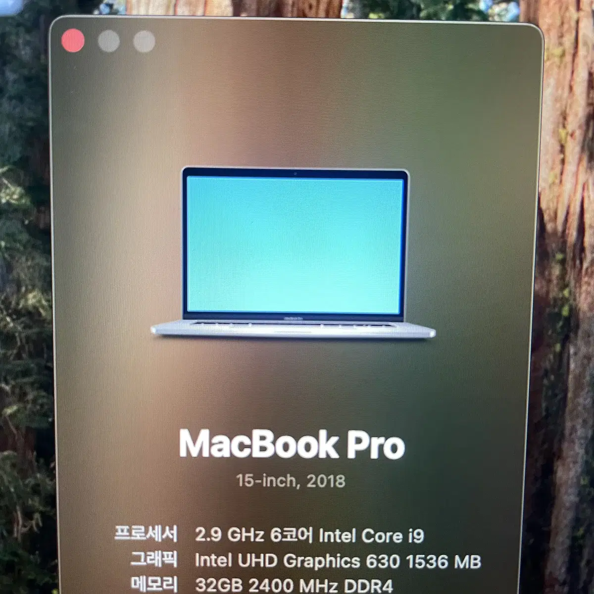 맥북 프로 2018 15인치 고급형 i9 ram 32/ ssd 1tb