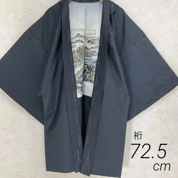 남자 미사용 겉옷 본고장 오시마 명주 이중 기모노 화장 72.5장96