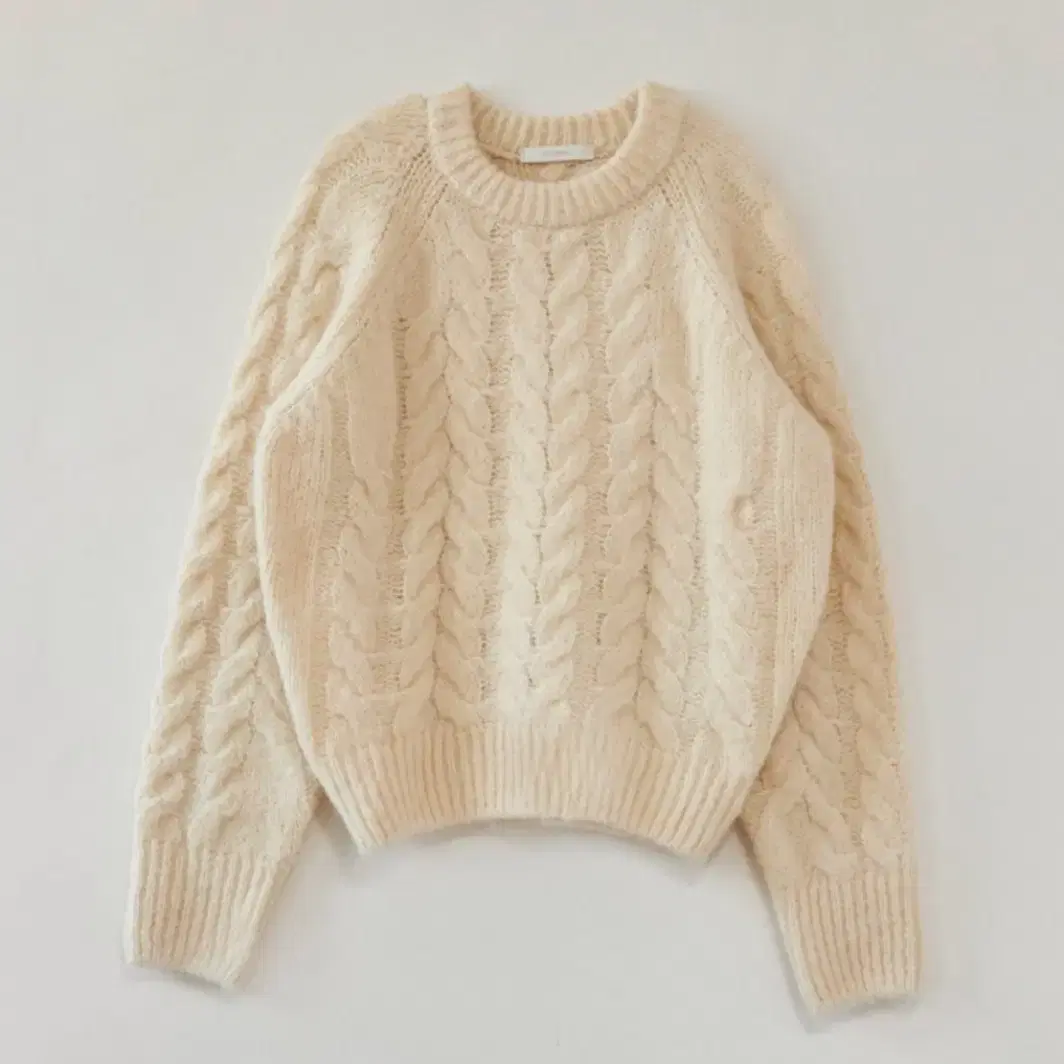 링서울 케이블 라운드 니트 탑_크림 cable round knit top