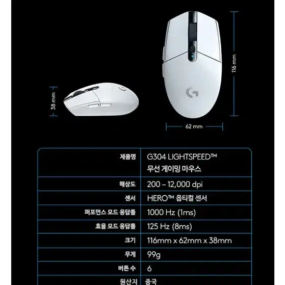 (한국정품)로지텍 무선마우스 G304  1개