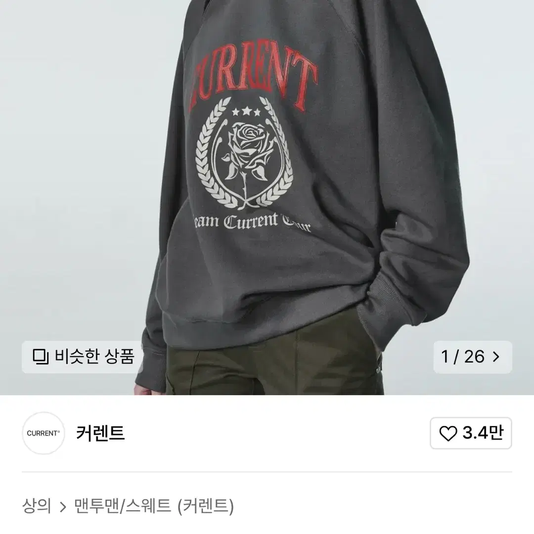 커렌트 SLIT GRAPHIC SWEATSHIRT 맨투맨