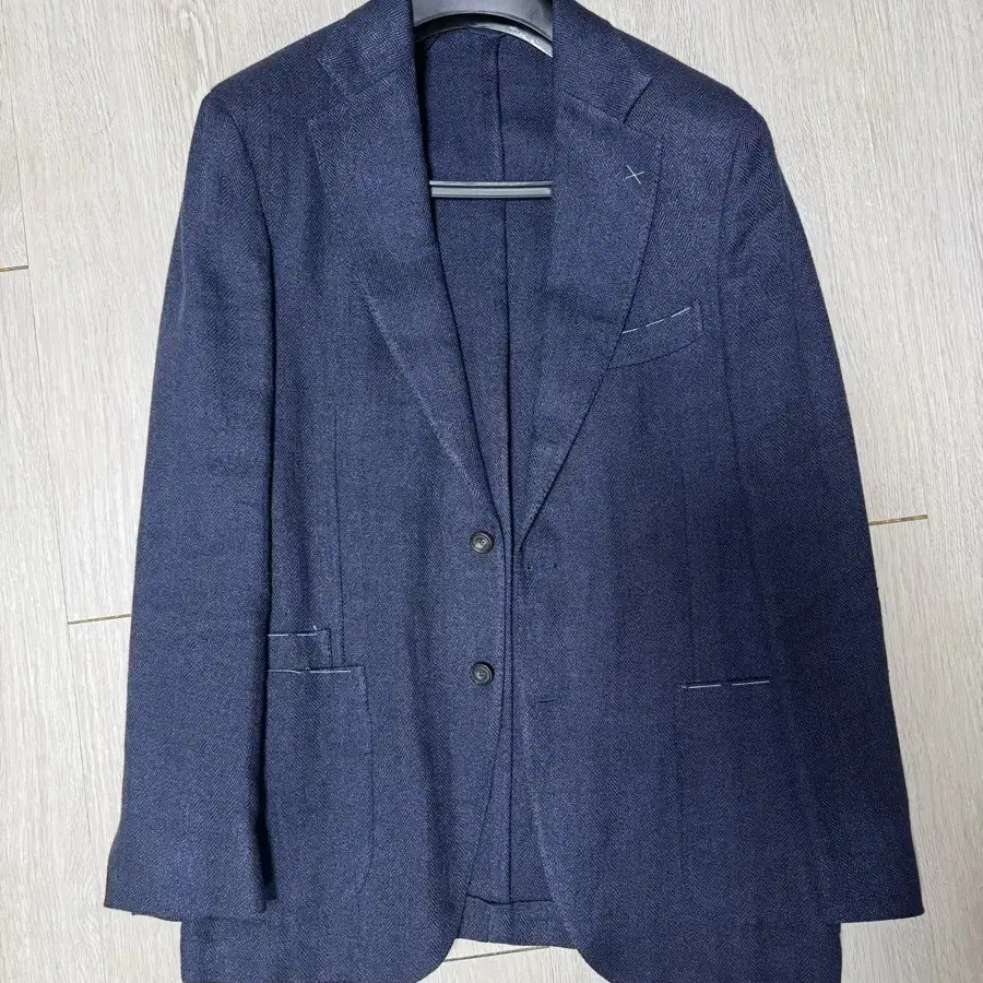 Drake's mid blue herringbone jacket