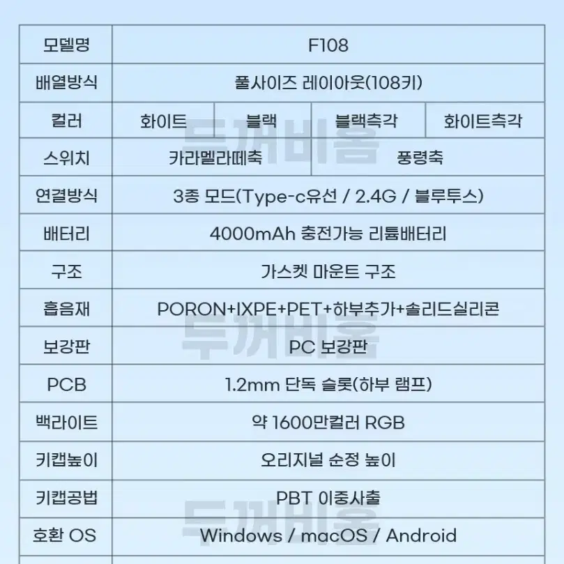 (미개봉) 독거미 F108 풀배열 키보드 카라멜라떼축