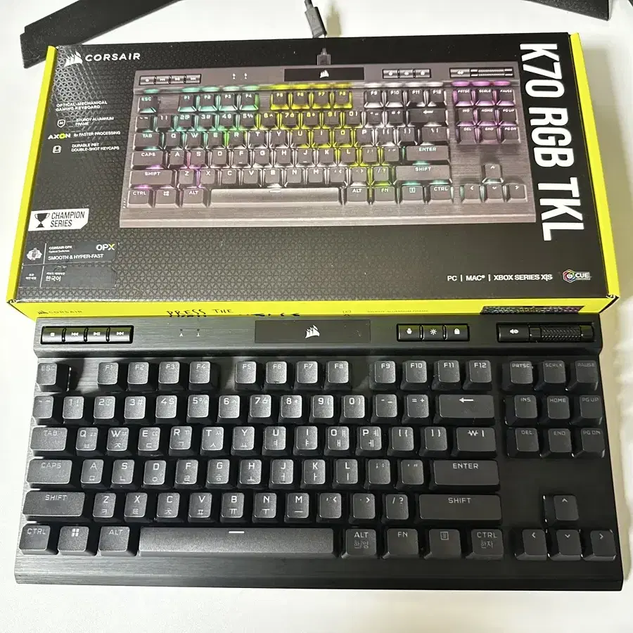 커세어 k70 rgb tkl opx 텐키리스 광적축 풀박스