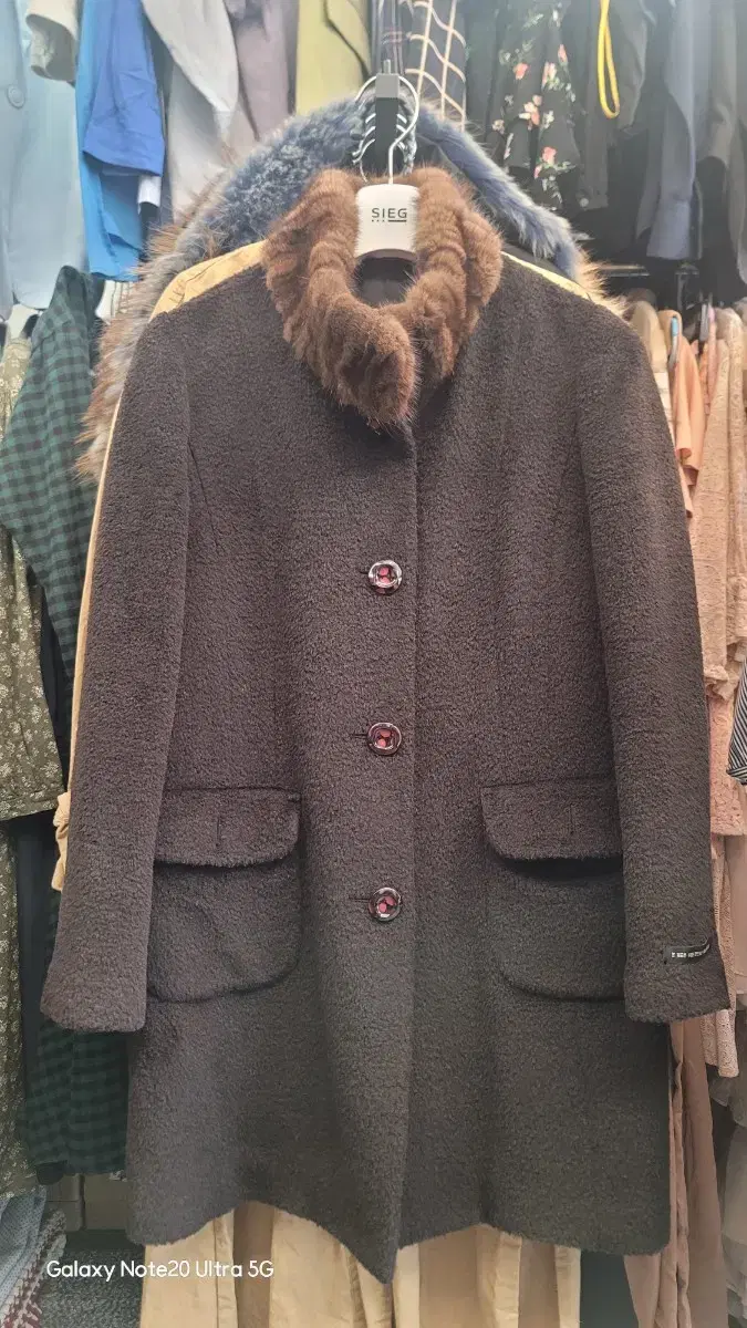 Mink trim alpaca coat 66-77