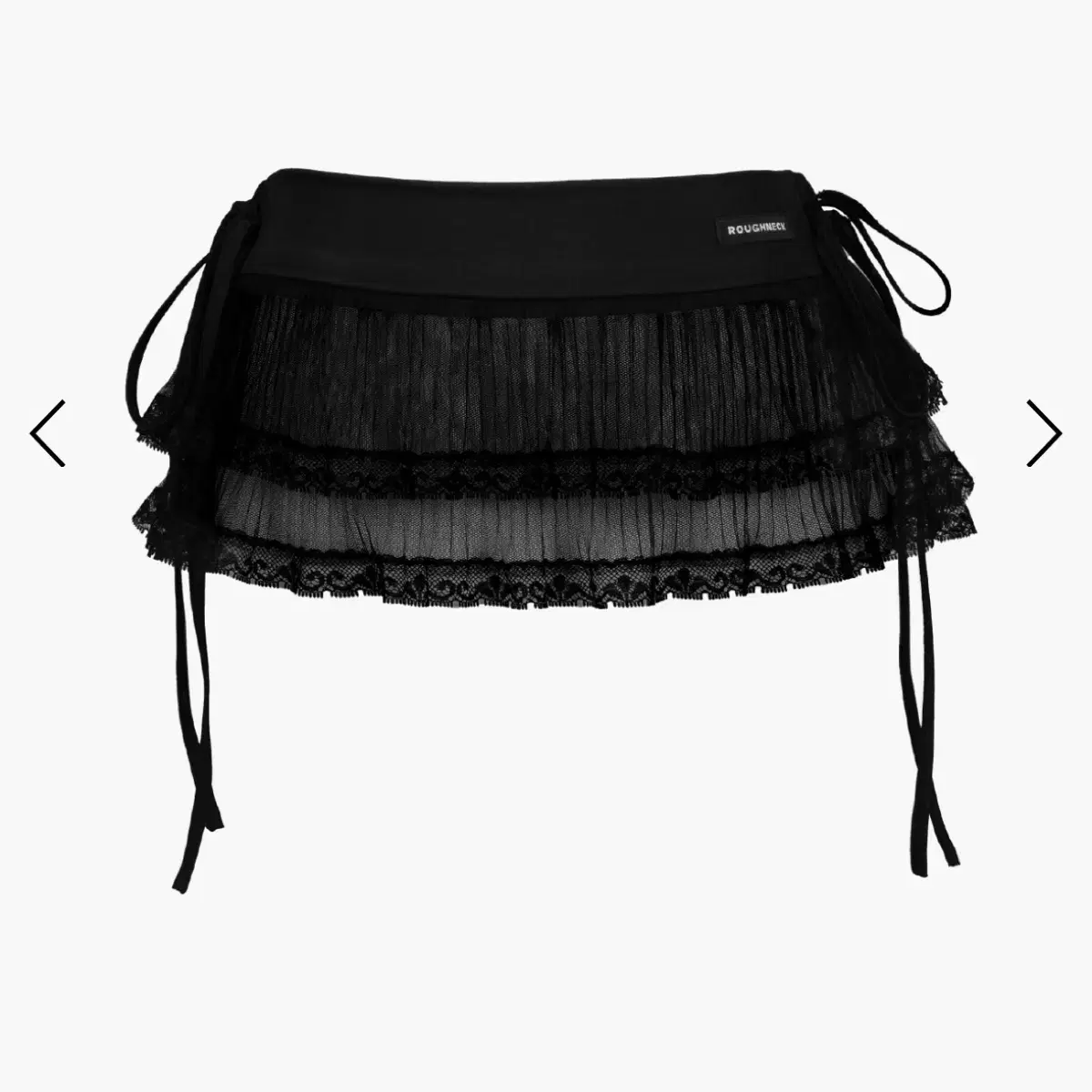 [러프넥] LACE LAYERED SKIRT BLACK