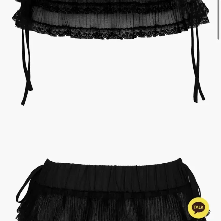 [러프넥] LACE LAYERED SKIRT BLACK