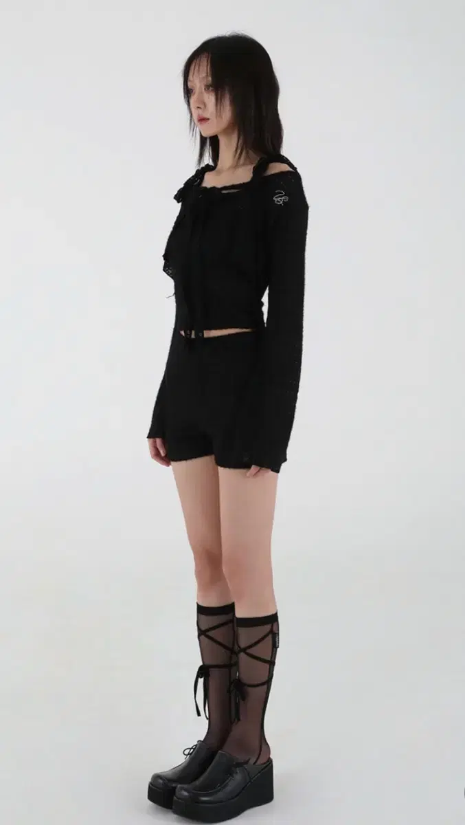 [어글리쉐도우] THREE SET LACE KNITWEAR(BLACK)