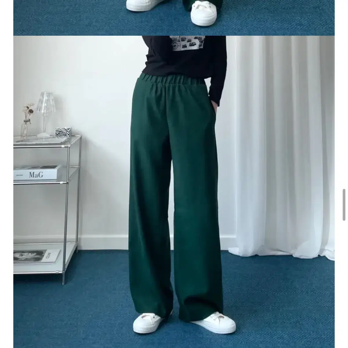 에이블리 이지유니크 Wide colored banding pants