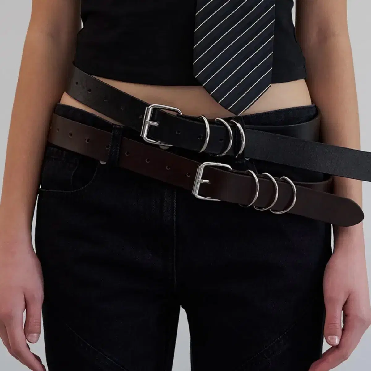 엘씨디씨티엠 SQUARE BUCKLE LEATHER BELT