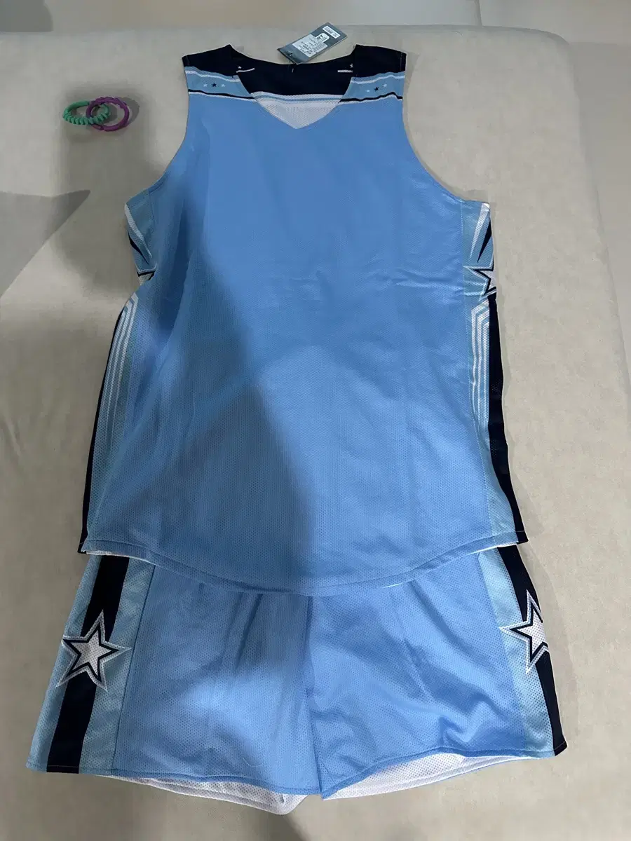 Basketball uniform, sky blue/white, double-sided (unused)