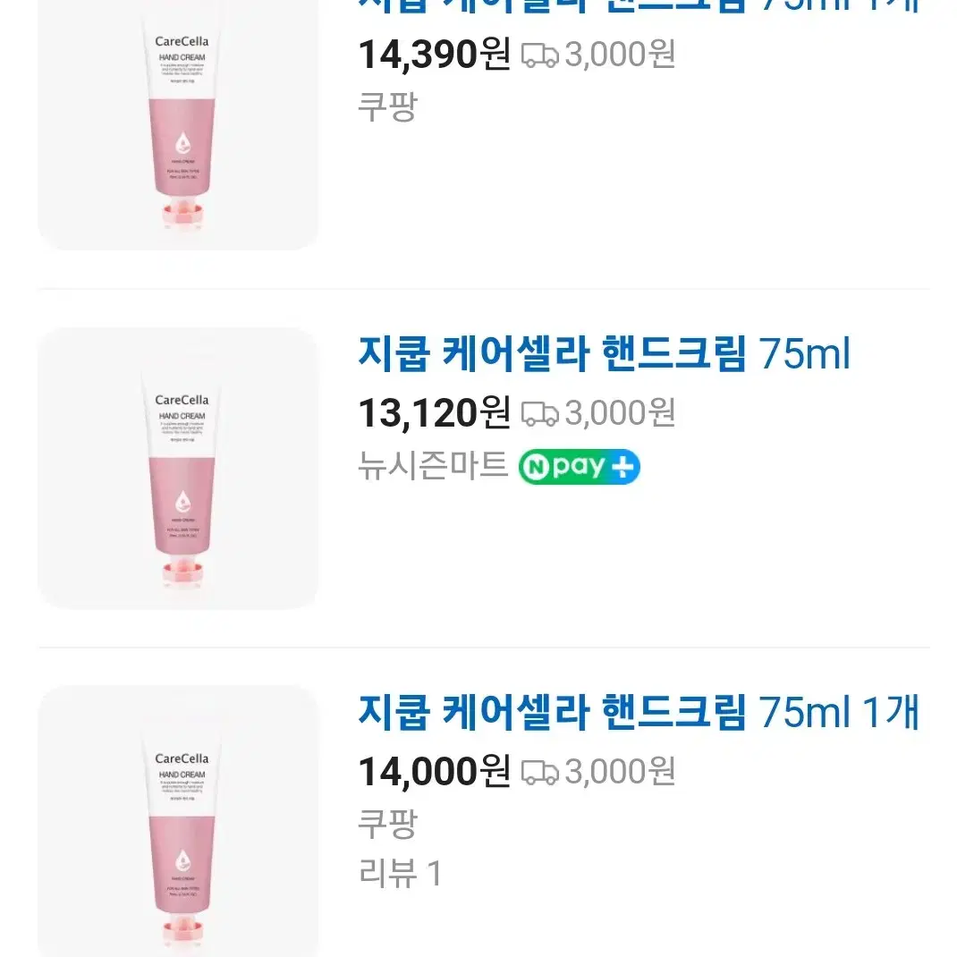 새상품) 케어셀라 핸드크림 75ml