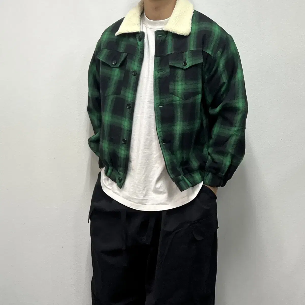 Vintage check Sherpa jacket