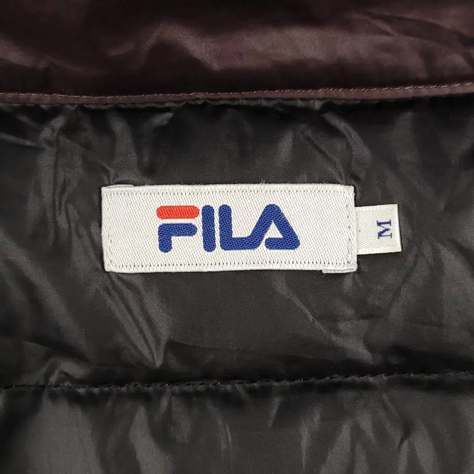 FILA 필라 휠라 딥브라운 반광 라이닝 로고패치 프린팅 오리털 덕다운