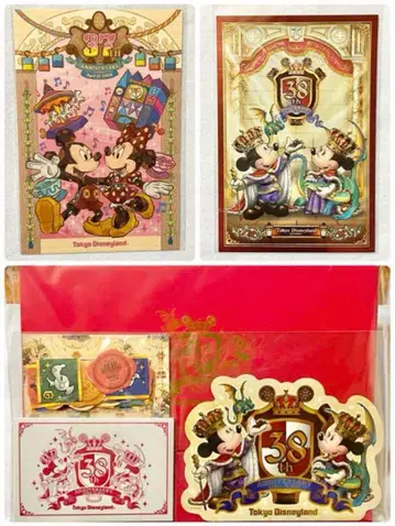 도쿄 디즈니랜드 37주년 38주년 기념 엽서 문구 세트 2.