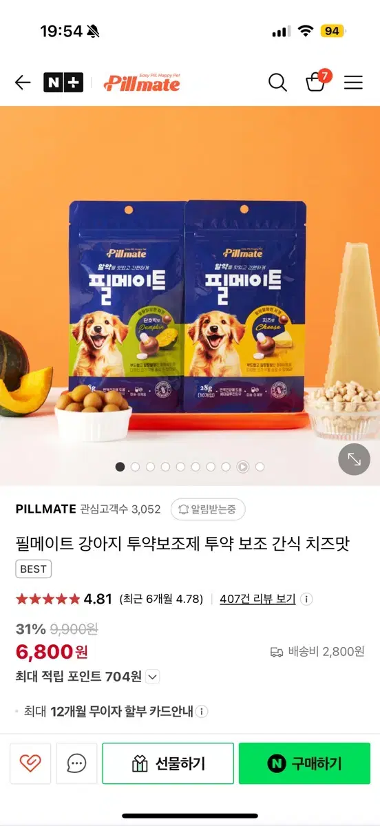 필메이트 강아지 투약보조제 간식