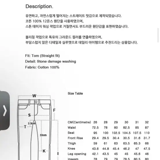 랩원오원 tom basic stone washing 진 판매합니다