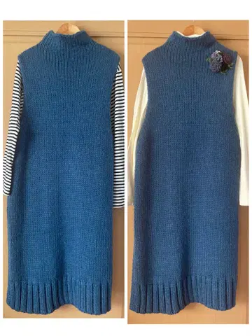 새상품급 hagumu 허그허그 니트 원피스 블루블루 F 울