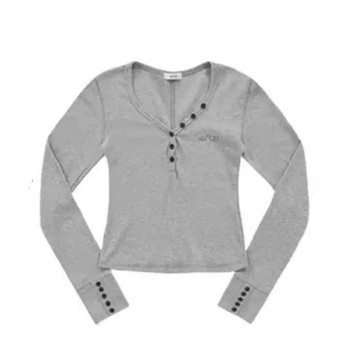 e.ji -button long-sleeved gray tee