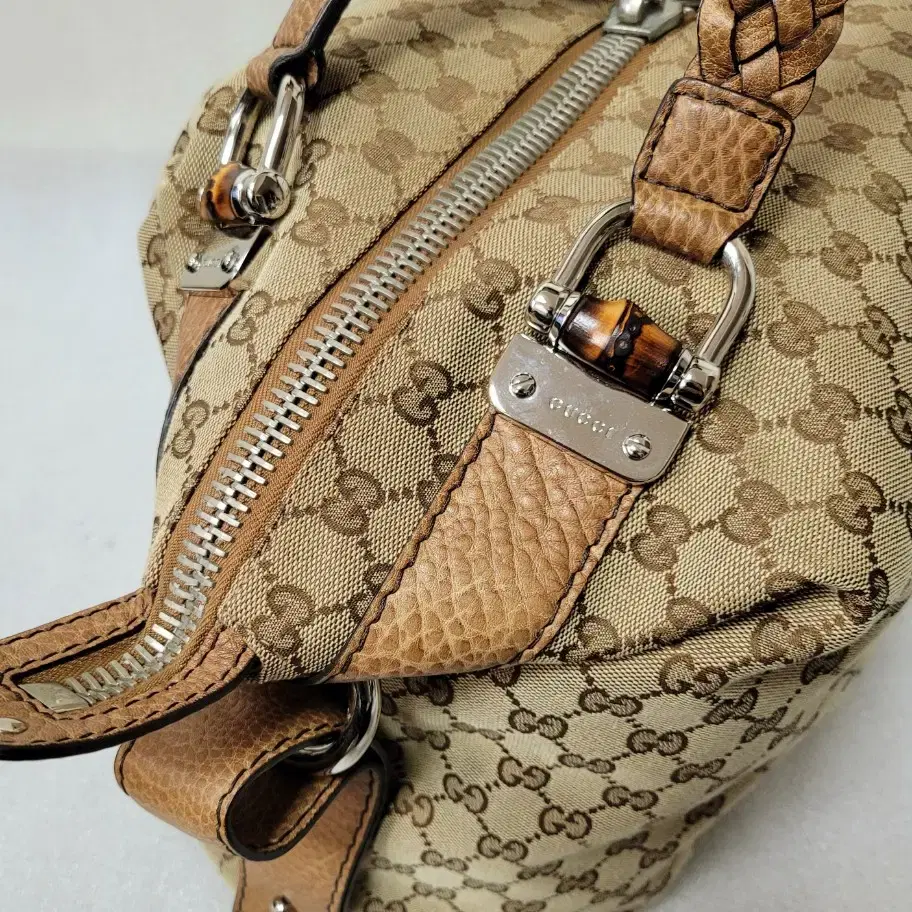 구찌 GUCCI Bamboo Bar GG Canvas Large Bag