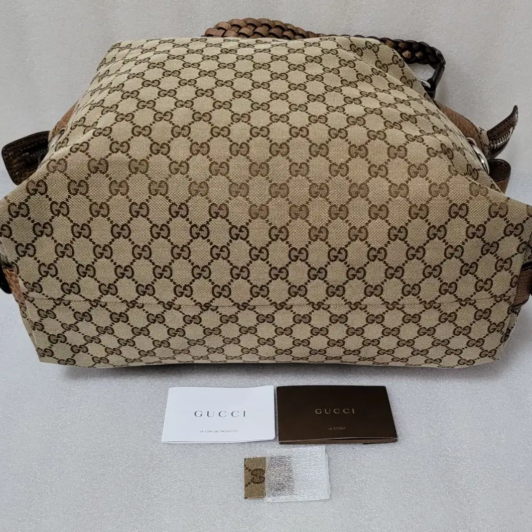 구찌 GUCCI Bamboo Bar GG Canvas Large Bag