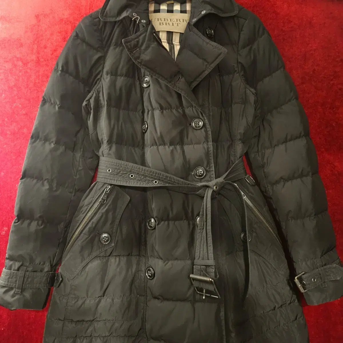 버버리(Burberry) 카라넥 벨트 천둥오리털 롱패딩 S size