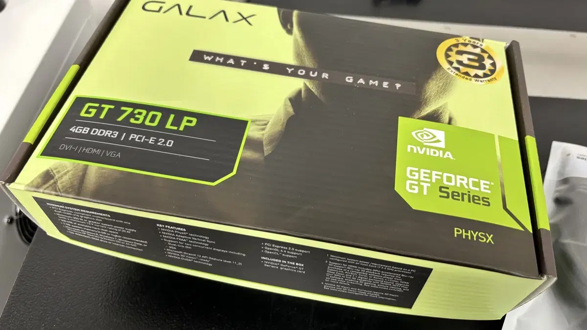 GeForce 외장그래픽카드 GT730 LP 4G D3 판매합니다.