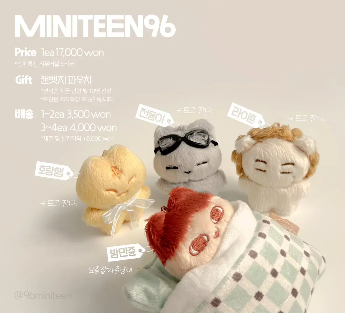 세븐틴 96즈 10cm 6cm 미니틴 인형 전묨이 양도