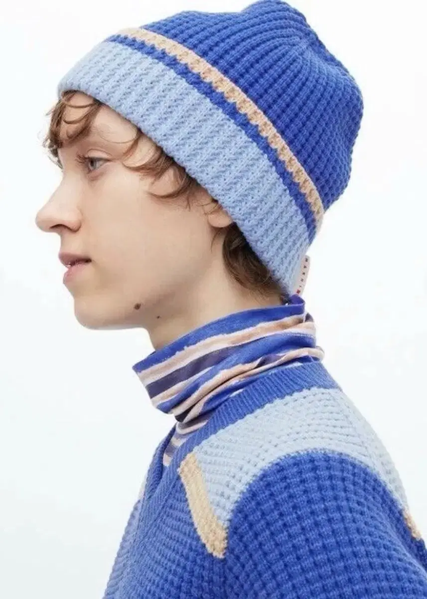 Uniqlo Marni Popcorn Knitted Beanie Blue