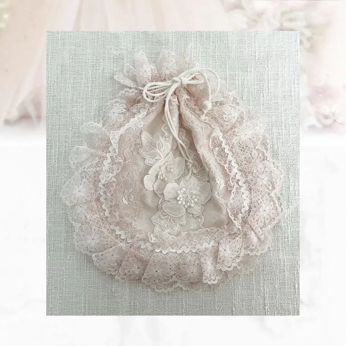 baby pink flower lace pouch