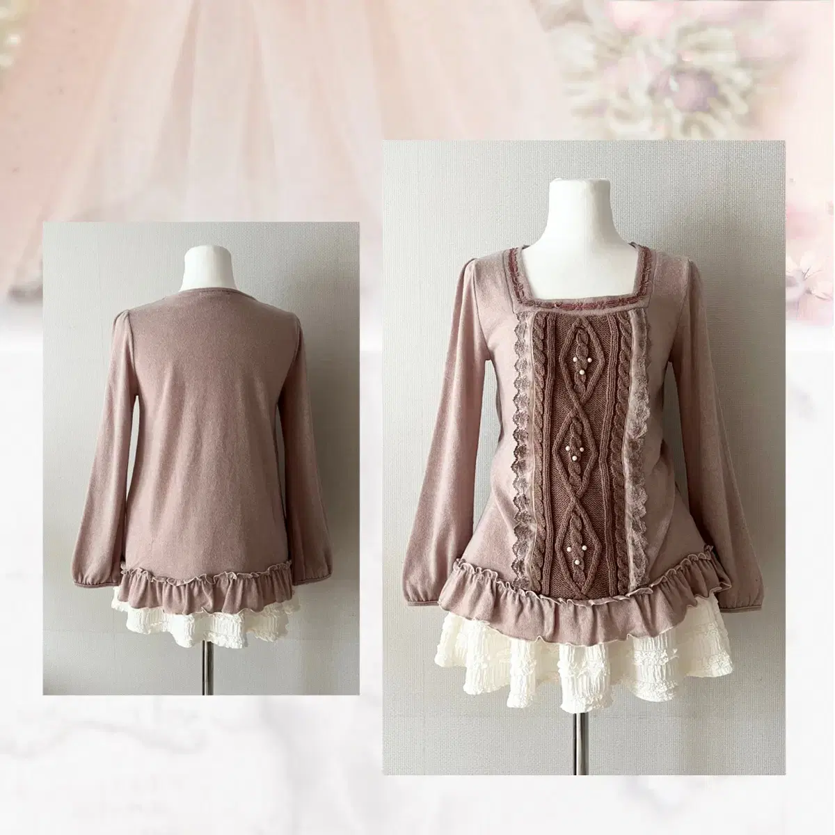 Axes Femme antique pink lace knit