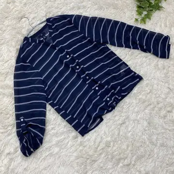 47 갭 시스루 보더 셔츠 네이비 M