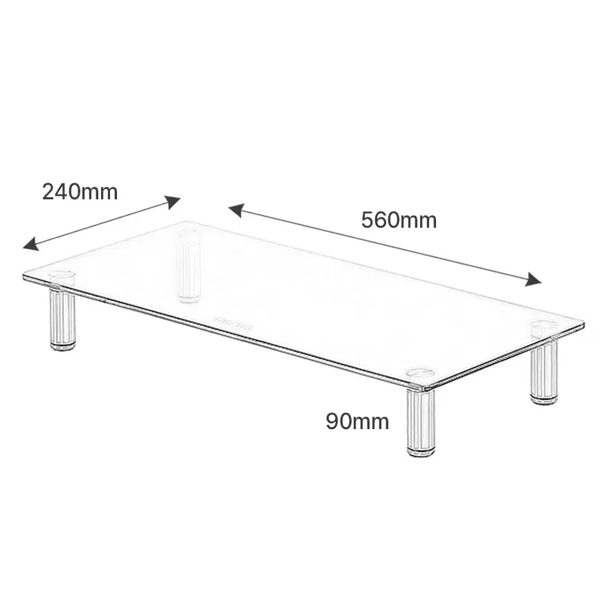 560x240mm 강화유리 메탈 투명 모니터 받침대