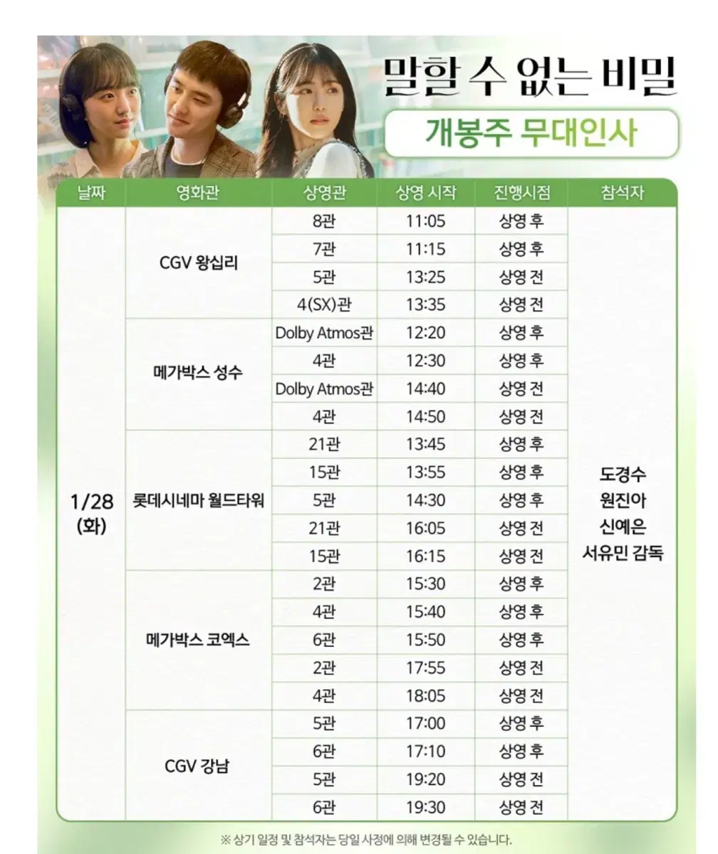 말할 수 없는 비밀 무대인사 1/28 코엑스